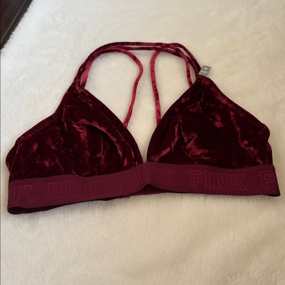 NWT PINK Victoria's Secret Burgundy Velvet Bralette Size M - Picture 7 of 9